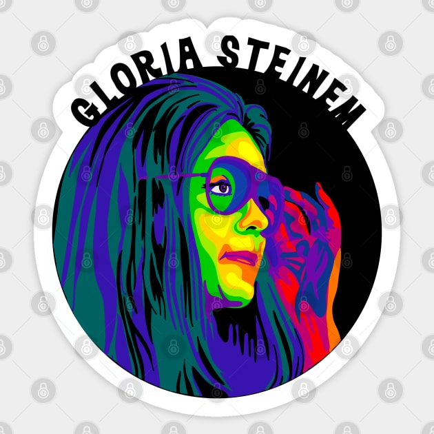 Gloria Steinem Rainbow Portrait Sticker by Slightly Unhinged